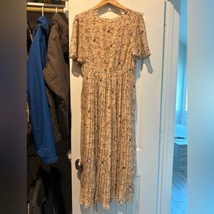 Hayden Beige Floral Midi Dress maternity